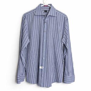 Paul Smith London Blue Striped Dress Shirt Made in Italy 100% Cotton Size 16 / L